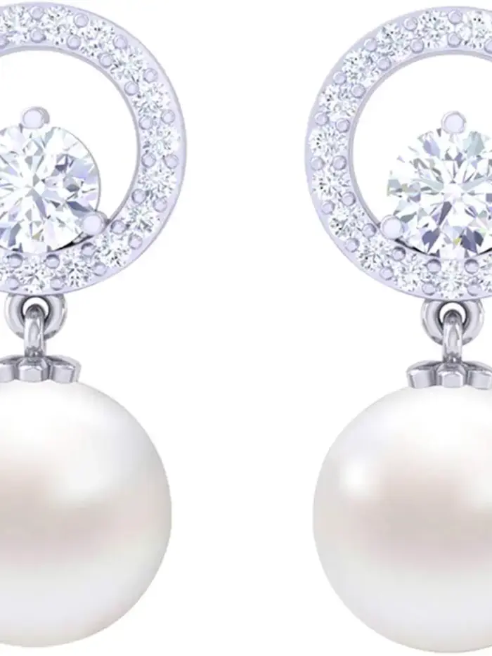 Silver Swiss Zirconia Pearl Earrings |Gift for Women and Girls