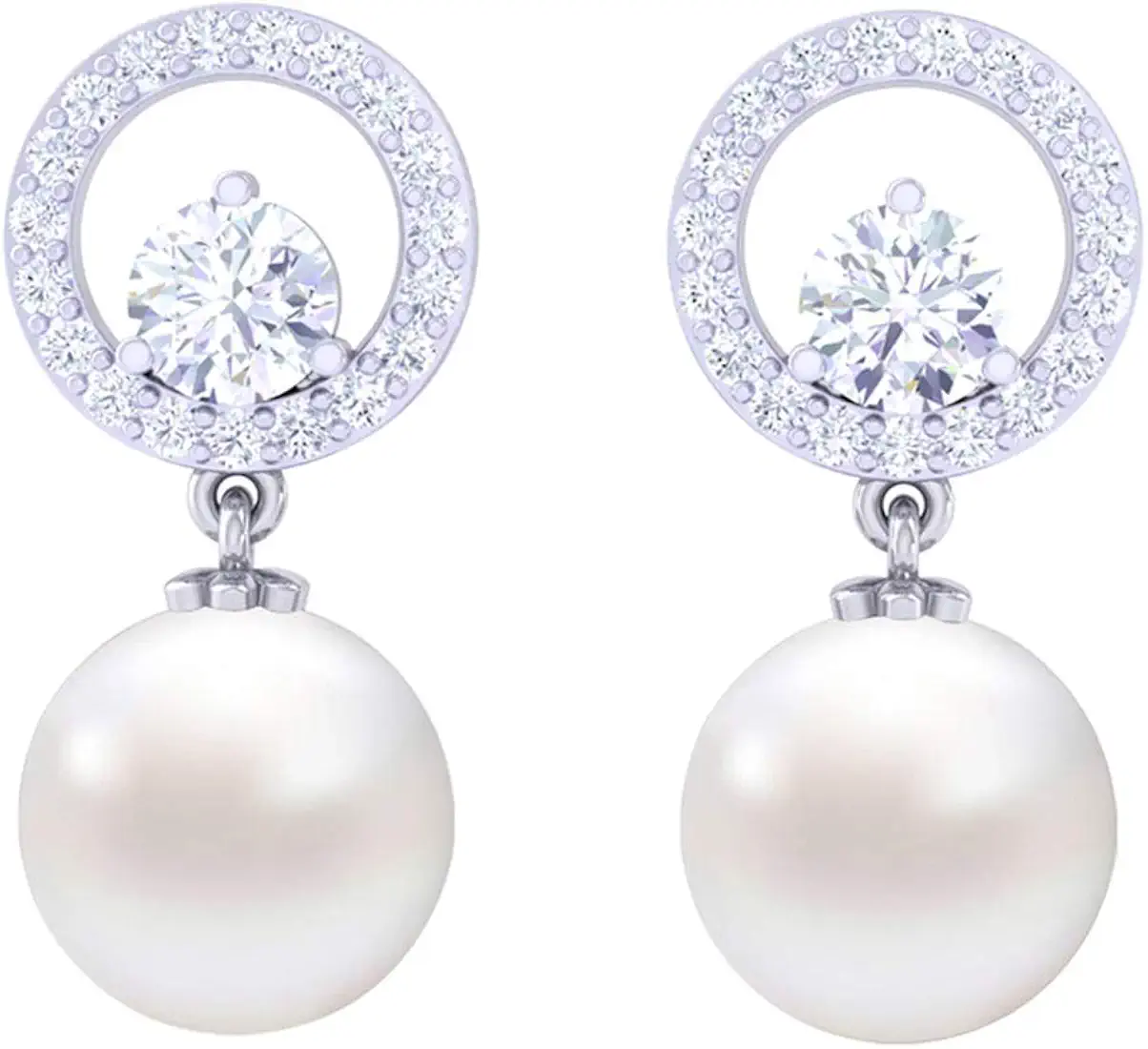 Silver Swiss Zirconia Pearl Earrings |Gift for Women and Girls