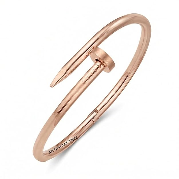 ARTIFICIAL TREE Stainless Steel Anti Tarnish Nail Bracelet Kada for Women & Girls | Openable Designer Bangle | Waterproof Jewelry | Gold, Silver & Rose Gold 1 Piece