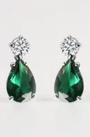 Sterling Silver Solitaire Green Necklace Jewellery Set With Earrings