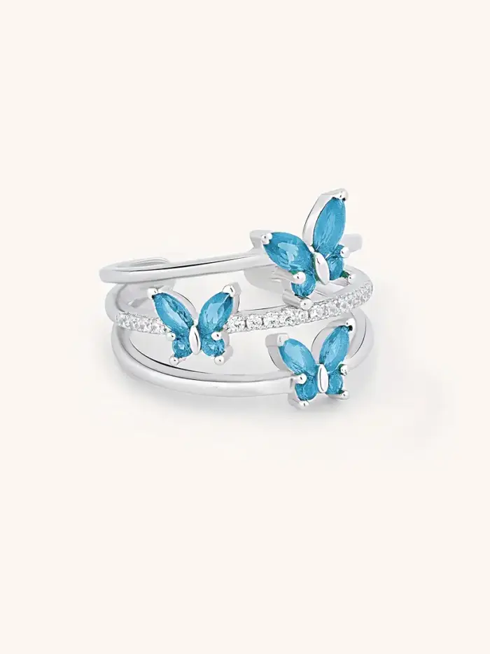 Butterfly 925 Sterling Silver Ring for Women & Girls | Adjustable Size | Nature-Inspired Design |
