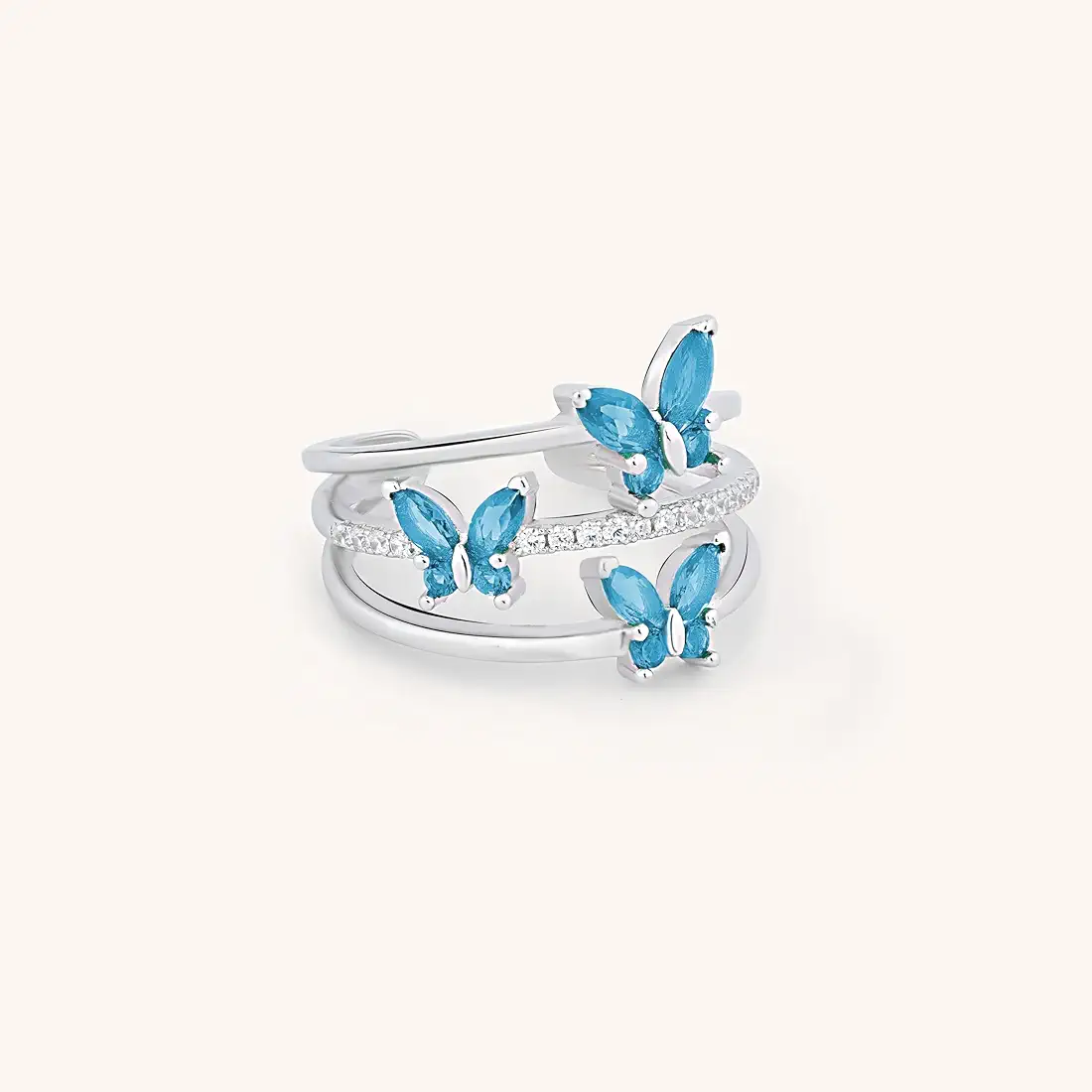 Butterfly 925 Sterling Silver Ring for Women & Girls | Adjustable Size | Nature-Inspired Design |