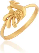 DULCI Gold Tone Peacock Enamel Finger Ring Party Jewelry For Women Girls