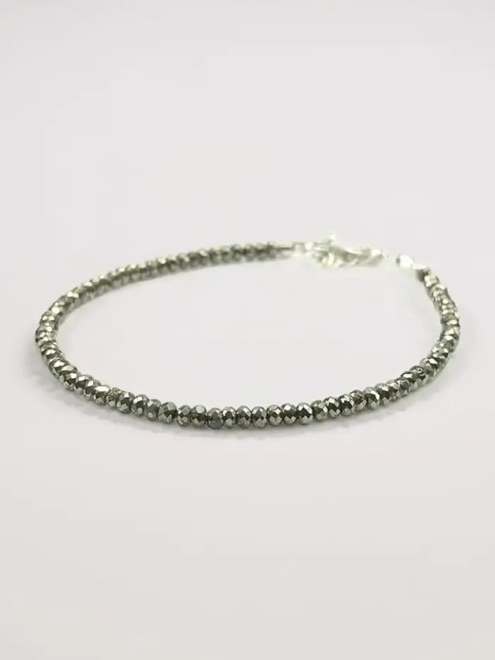 Pyrite Anklet for Women and Men, Natural Money Magnet Stone, Metallic Gold Crystal Beads, Prosperity Attracting Jewelry