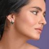 Sterling Silver Solitaire Green Necklace Jewellery Set With Earrings - Image 3