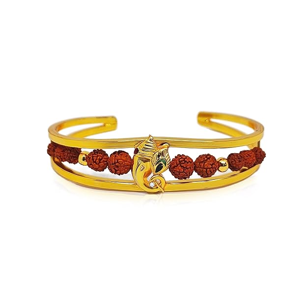 Comet Busters Ganesh Ji Artificial Gold Kada Bracelet For Men (KadaO06)