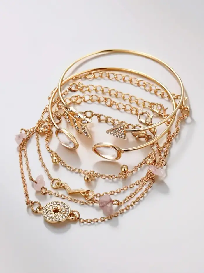 Diva Fashion Latest Stylish Multilayer Gold Plated Bangle Bracelet