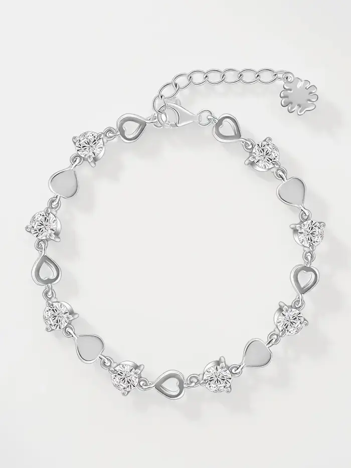 Infinity Shape Cubic Zirconia Diamond Bracelet for Women